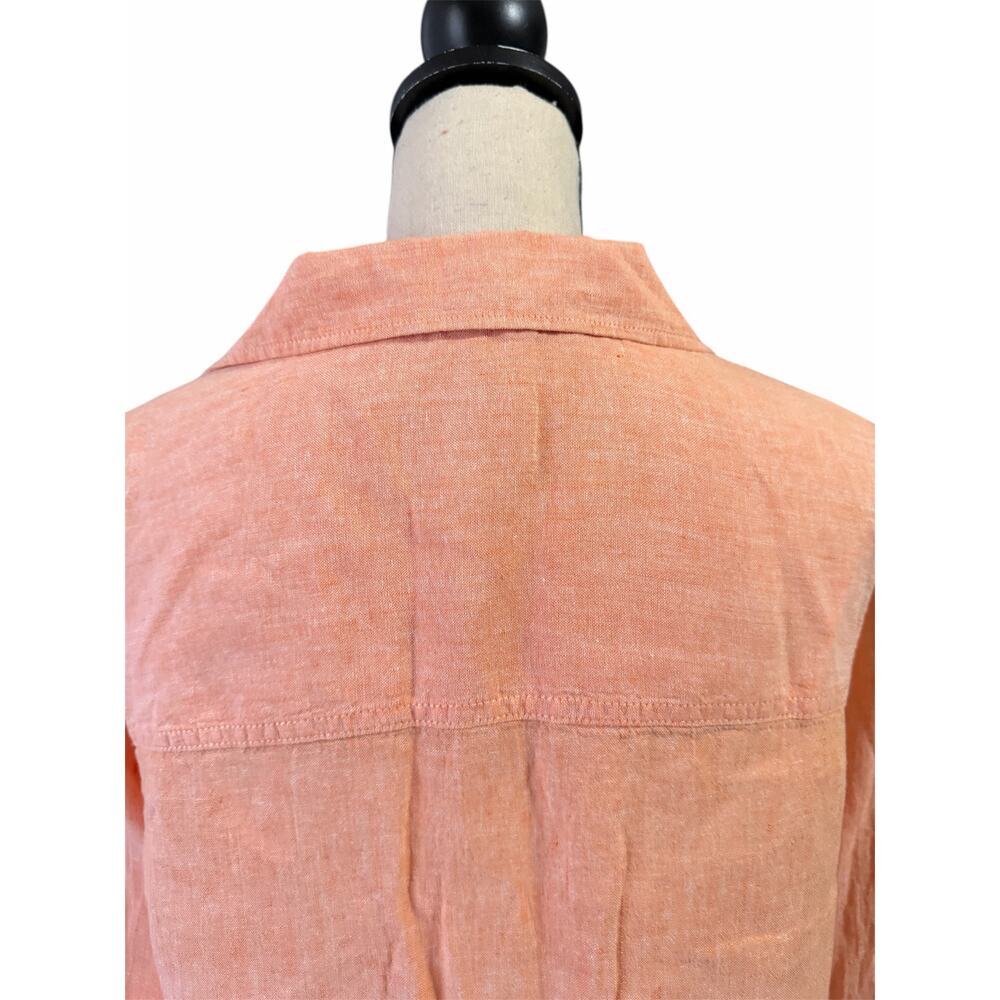 Sigrid Olsen Women's Orange 100% Linen Tunic Top Sz L Beachy Lagenlook Casual - Picture 4 of 5